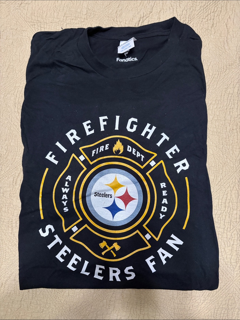 Fanatics Black Steelers Firefighter Logo Short Sleeve Tee